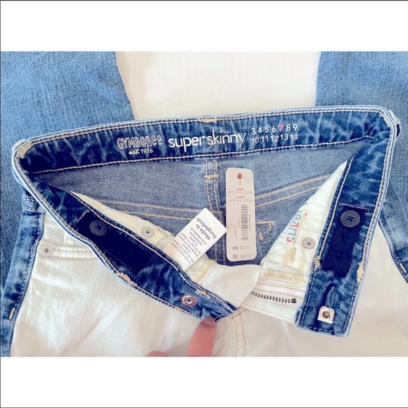 GYMBOREE Girls Blue White Super Skinny Denim Jeans - Picture 6 of 7